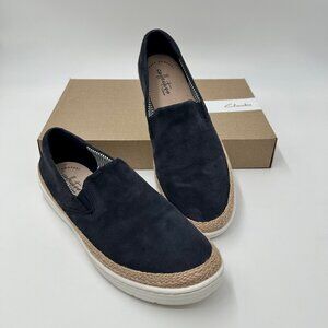 Clark's Collection Shoes w/ Espadrille Accents Marie Pearl Navy Blue Womens 9.5M